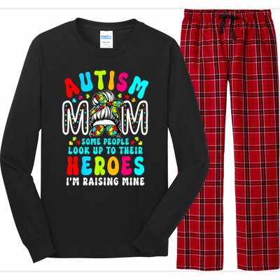 Raising Hero Groovy Messy Bun Autism Mom Autism Awareness Gift Long Sleeve Pajama Set