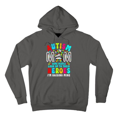 Raising Hero Groovy Messy Bun Autism Mom Autism Awareness Gift Hoodie