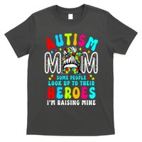 Raising Hero Groovy Messy Bun Autism Mom Autism Awareness Gift T-Shirt