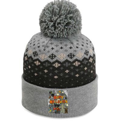 Retro Happy Halloween Scary The Baniff Cuffed Pom Beanie