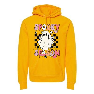 Retro Hippie Halloween Cute Ghost Spooky Season Funny Gifts Premium Hoodie