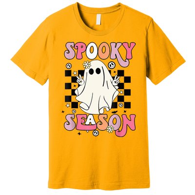 Retro Hippie Halloween Cute Ghost Spooky Season Funny Gifts Premium T-Shirt