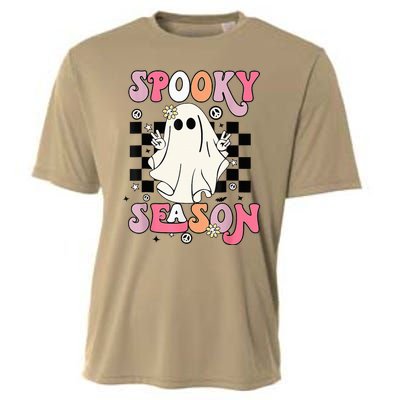 Retro Hippie Halloween Cute Ghost Spooky Season Funny Gifts Cooling Performance Crew T-Shirt