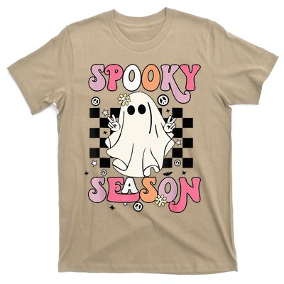 Retro Hippie Halloween Cute Ghost Spooky Season Funny Gifts T-Shirt