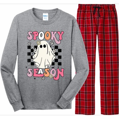 Retro Hippie Halloween Cute Ghost Spooky Season Funny Gifts Long Sleeve Pajama Set