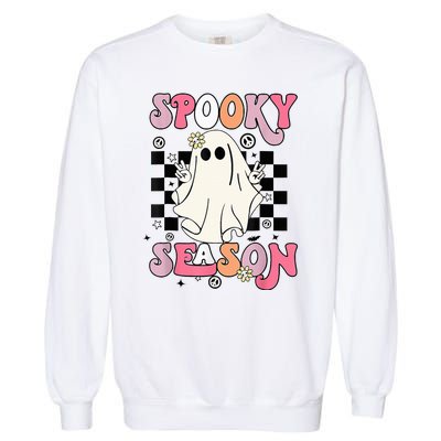 Retro Hippie Halloween Cute Ghost Spooky Season Funny Gifts Garment-Dyed Sweatshirt