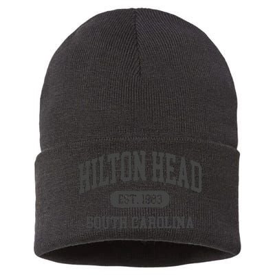 Retro Hilton Head Souvenir South Carolina Vintage Women Sustainable Knit Beanie