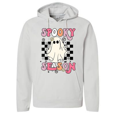 Retro Hippie Halloween Cute Ghost Spooky Season Funny Gifts Performance Fleece Hoodie