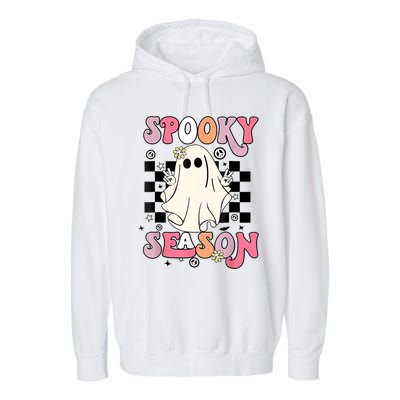 Retro Hippie Halloween Cute Ghost Spooky Season Funny Gifts Garment-Dyed Fleece Hoodie