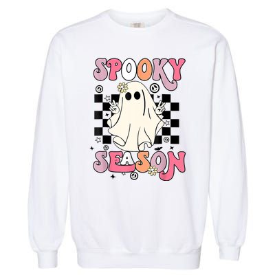 Retro Hippie Halloween Cute Ghost Spooky Season Funny Gifts Garment-Dyed Sweatshirt