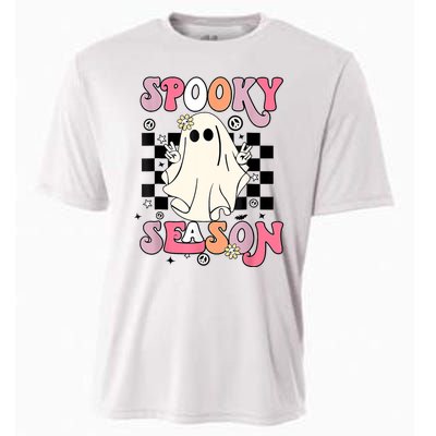 Retro Hippie Halloween Cute Ghost Spooky Season Funny Gifts Cooling Performance Crew T-Shirt