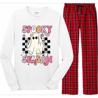 Retro Hippie Halloween Cute Ghost Spooky Season Funny Gifts Long Sleeve Pajama Set