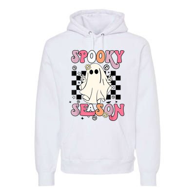 Retro Hippie Halloween Cute Ghost Spooky Season Funny Gifts Premium Hoodie