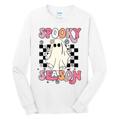 Retro Hippie Halloween Cute Ghost Spooky Season Funny Gifts Tall Long Sleeve T-Shirt