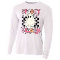 Retro Hippie Halloween Cute Ghost Spooky Season Funny Gifts Cooling Performance Long Sleeve Crew