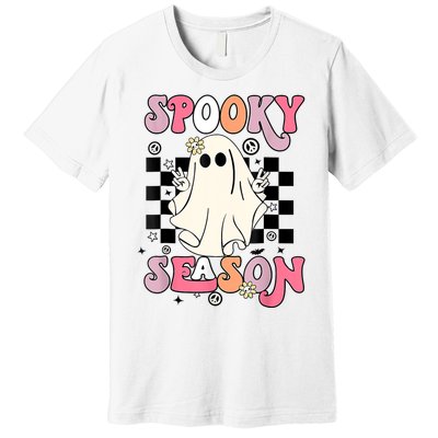 Retro Hippie Halloween Cute Ghost Spooky Season Funny Gifts Premium T-Shirt