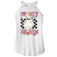 Retro Hippie Halloween Cute Ghost Spooky Season Funny Gifts Women’s Perfect Tri Rocker Tank