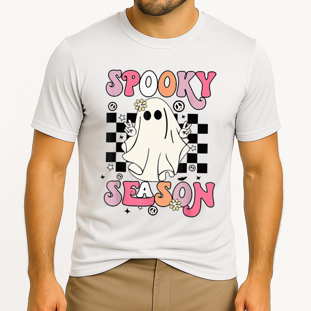 Retro Hippie Halloween Cute Ghost Spooky Season Funny Gifts Cooling Performance Crew T-Shirt