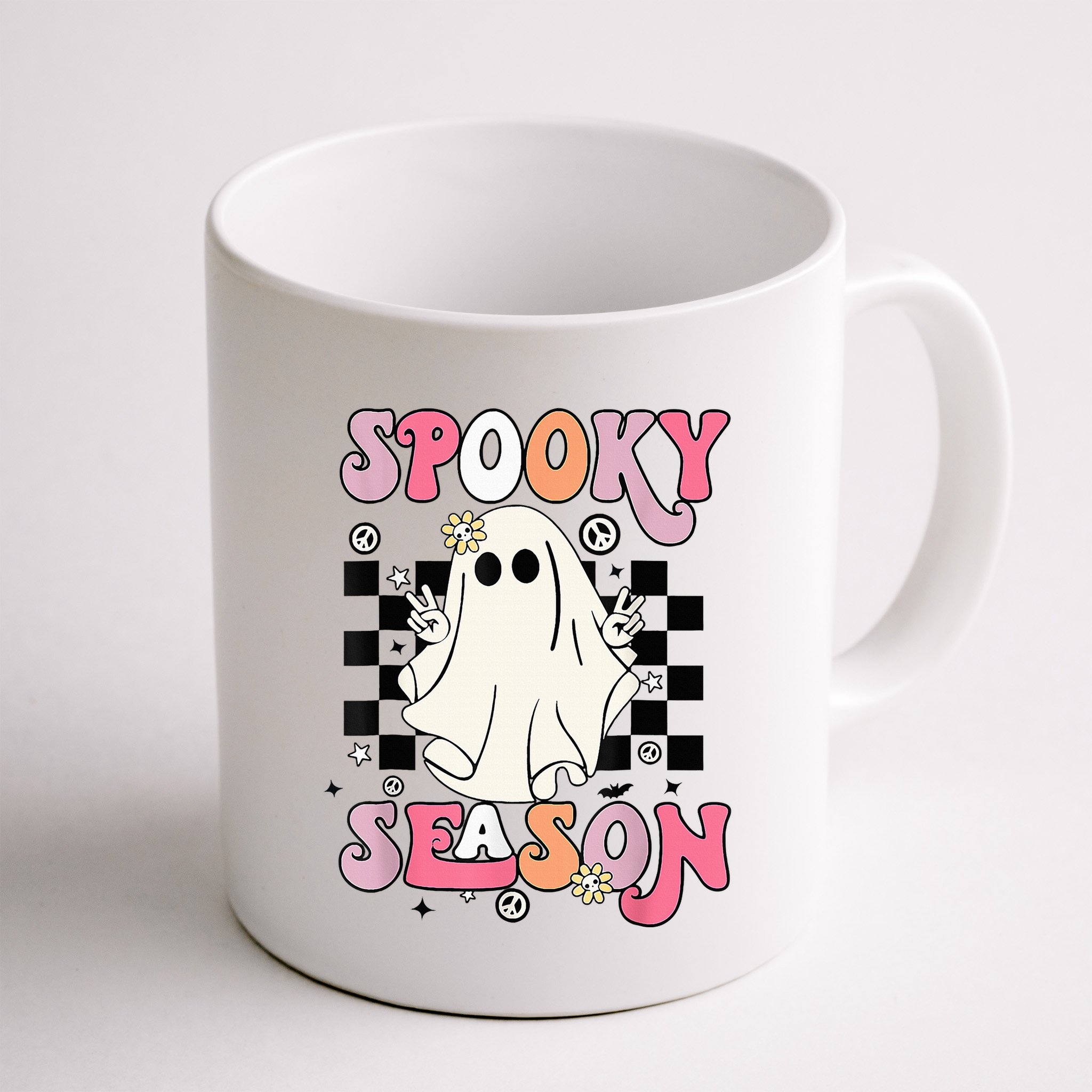 Retro Hippie Halloween Cute Ghost Spooky Season Funny Gifts Mug