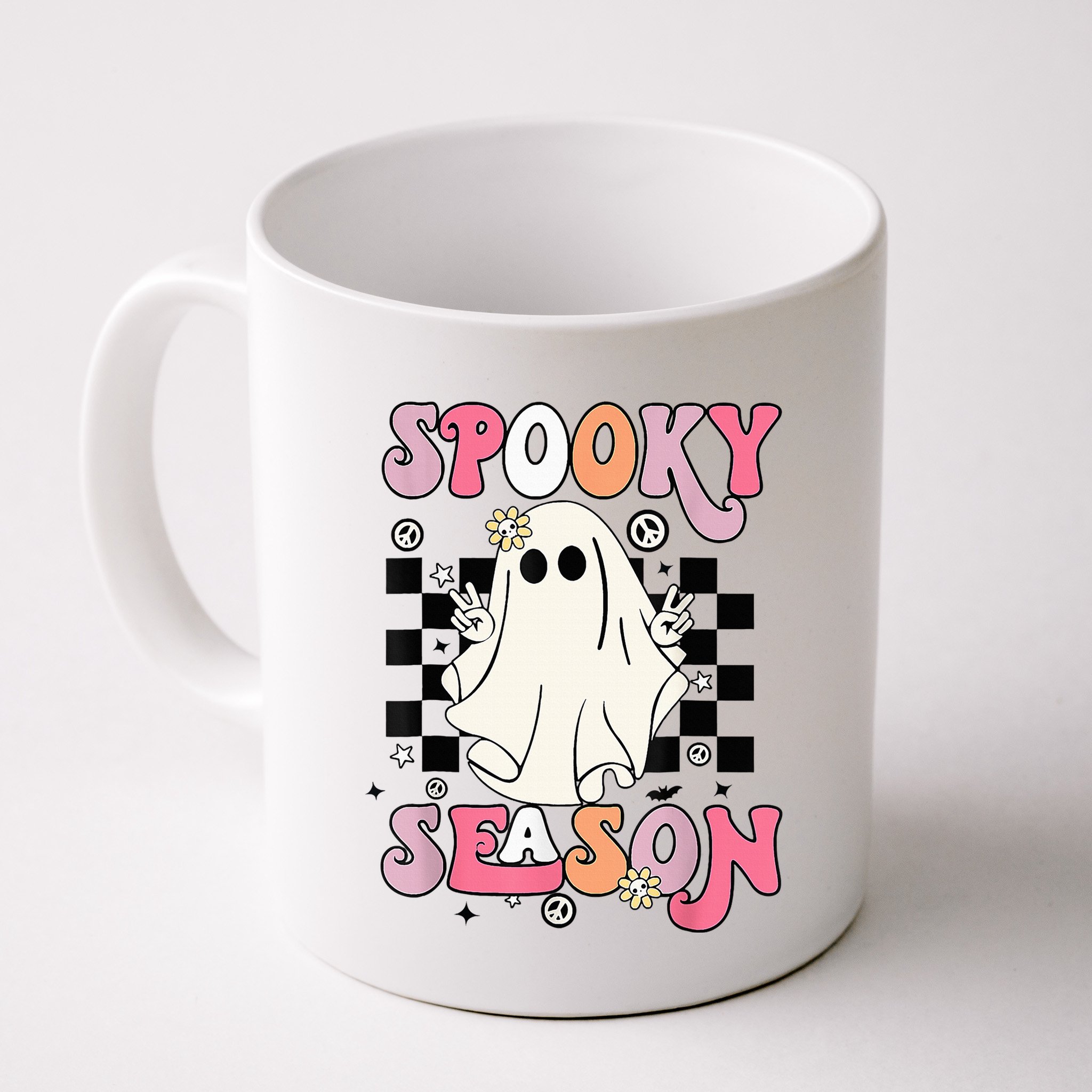 Retro Hippie Halloween Cute Ghost Spooky Season Funny Gifts Mug