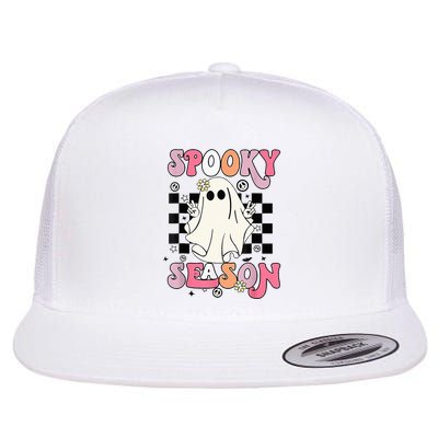 Retro Hippie Halloween Cute Ghost Spooky Season Funny Gifts Flatbill Hat