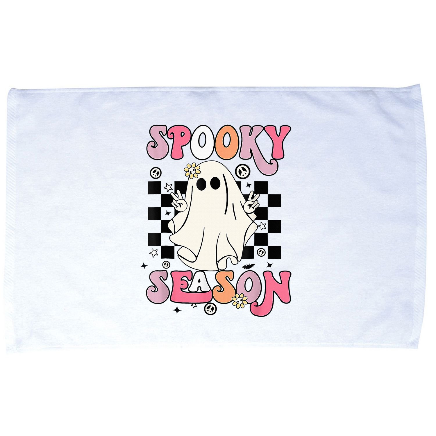 Retro Hippie Halloween Cute Ghost Spooky Season Funny Gifts Microfiber Hand Towel