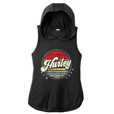 Retro Hurley Home State Cool 70s Style Sunset Ladies PosiCharge Tri-Blend Wicking Draft Hoodie Tank