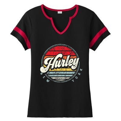 Retro Hurley Home State Cool 70s Style Sunset Ladies Halftime Notch Neck Tee