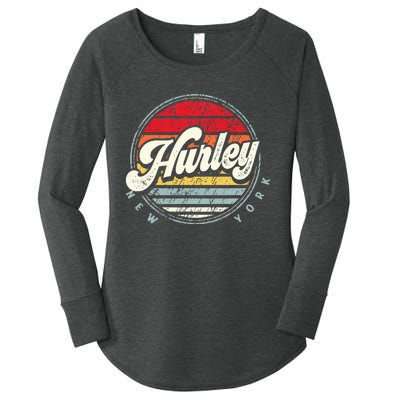 Retro Hurley Home State Cool 70s Style Sunset Women's Perfect Tri Tunic Long Sleeve Shirt