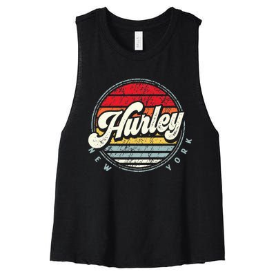 Retro Hurley Home State Cool 70s Style Sunset Women's Racerback Cropped Tank