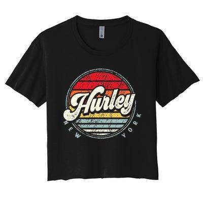 Retro Hurley Home State Cool 70s Style Sunset Women's Crop Top Tee