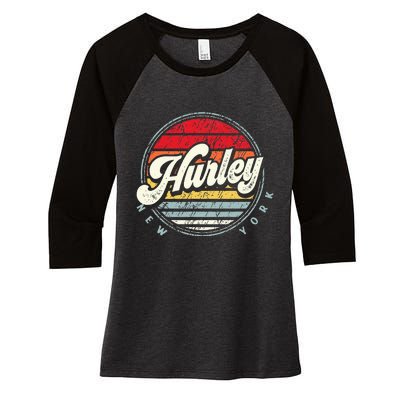 Retro Hurley Home State Cool 70s Style Sunset Women's Tri-Blend 3/4-Sleeve Raglan Shirt