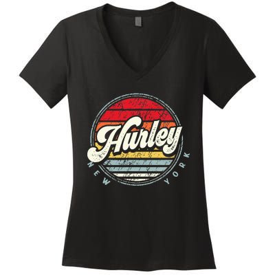 Retro Hurley Home State Cool 70s Style Sunset Women's V-Neck T-Shirt