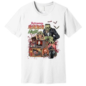 Retro Halloween Horror Night All Characters Premium T-Shirt