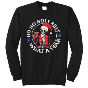 Retro Ho Ho Holy Shit What A Year Funny Skeleton Christmas  Sweatshirt