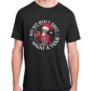 Retro Ho Ho Holy Shit What A Year Funny Skeleton Christmas  Adult ChromaSoft Performance T-Shirt