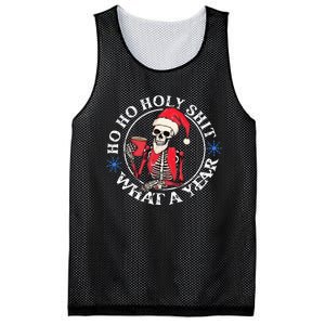 Retro Ho Ho Holy Shit What A Year Funny Skeleton Christmas  Mesh Reversible Basketball Jersey Tank