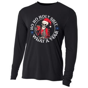 Retro Ho Ho Holy Shit What A Year Funny Skeleton Christmas  Cooling Performance Long Sleeve Crew