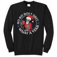 Retro Ho Ho Holy Shit What A Year Funny Skeleton Christmas  Tall Sweatshirt