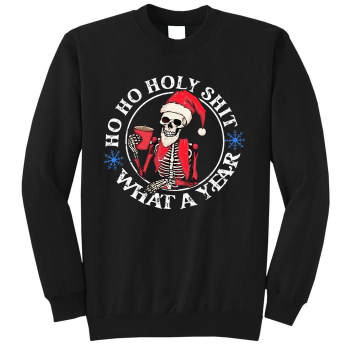 Retro Ho Ho Holy Shit What A Year Funny Skeleton Christmas  Tall Sweatshirt