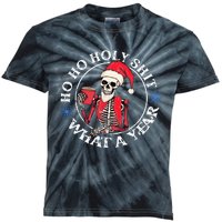 Retro Ho Ho Holy Shit What A Year Funny Skeleton Christmas  Kids Tie-Dye T-Shirt