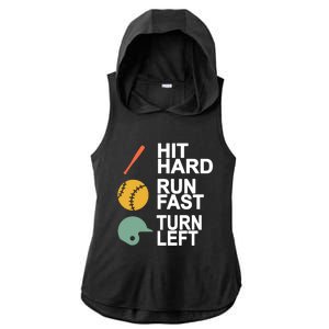 Retro Hit Hard Run Fast Turn Left Baseball Funny Sport Cool Gift Ladies PosiCharge Tri-Blend Wicking Draft Hoodie Tank