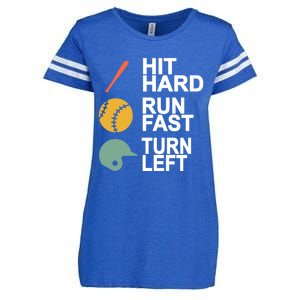 Retro Hit Hard Run Fast Turn Left Baseball Funny Sport Cool Gift Enza Ladies Jersey Football T-Shirt