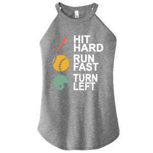 Retro Hit Hard Run Fast Turn Left Baseball Funny Sport Cool Gift Women's Perfect Tri Rocker Tank