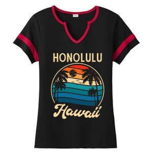 Retro Honolulu Hawaii Ladies Halftime Notch Neck Tee