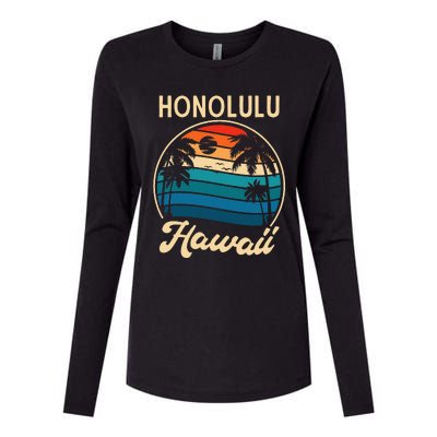 Retro Honolulu Hawaii Womens Cotton Relaxed Long Sleeve T-Shirt