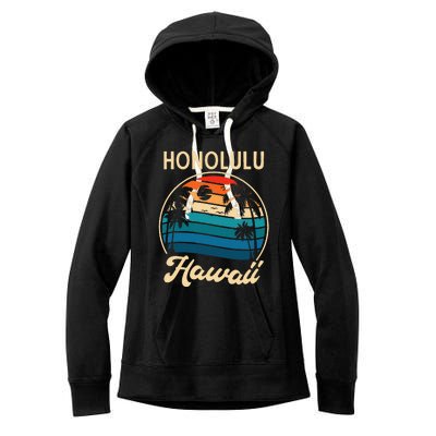 Retro Honolulu Hawaii Women's Fleece Hoodie