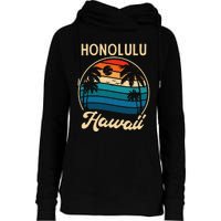 Retro Honolulu Hawaii Womens Funnel Neck Pullover Hood