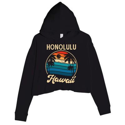 Retro Honolulu Hawaii Crop Fleece Hoodie