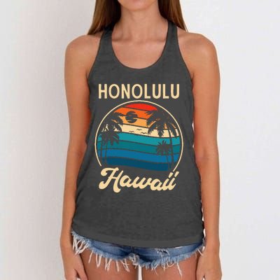 Retro Honolulu Hawaii Women's Knotted Racerback Tank